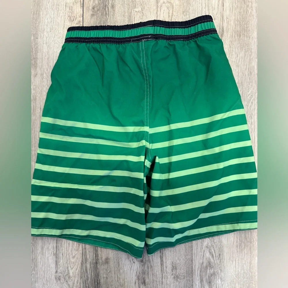 Vibrant Green and Black Minecraft  Swim Trunks with Pixelated Design size 10/12
